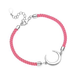 Bratara cu snur roz și luna de argint DiAmanti Z1634B_P-DIA (Argint 925‰ 0,5 g.)